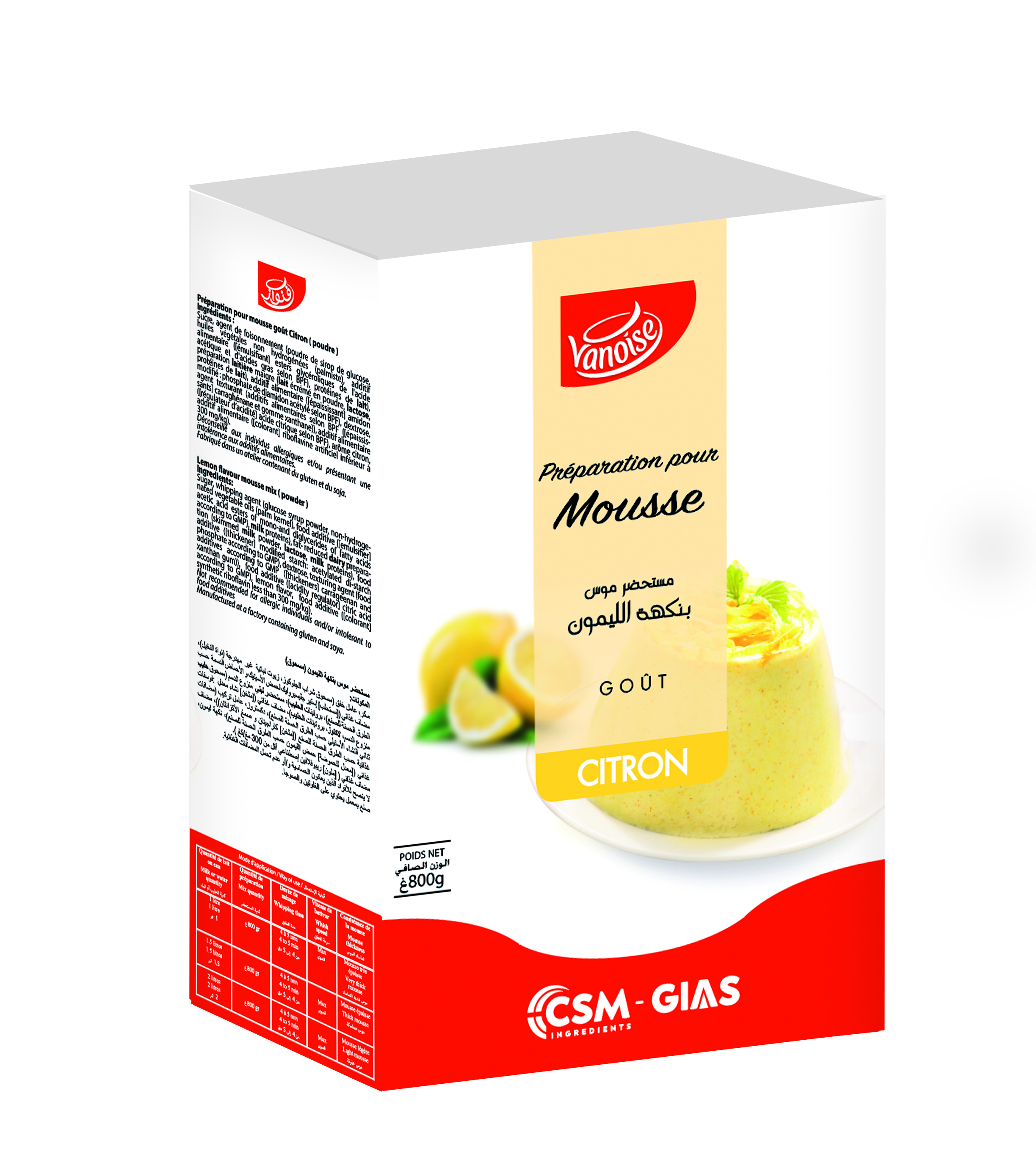 Lemon mix mousse 800g 