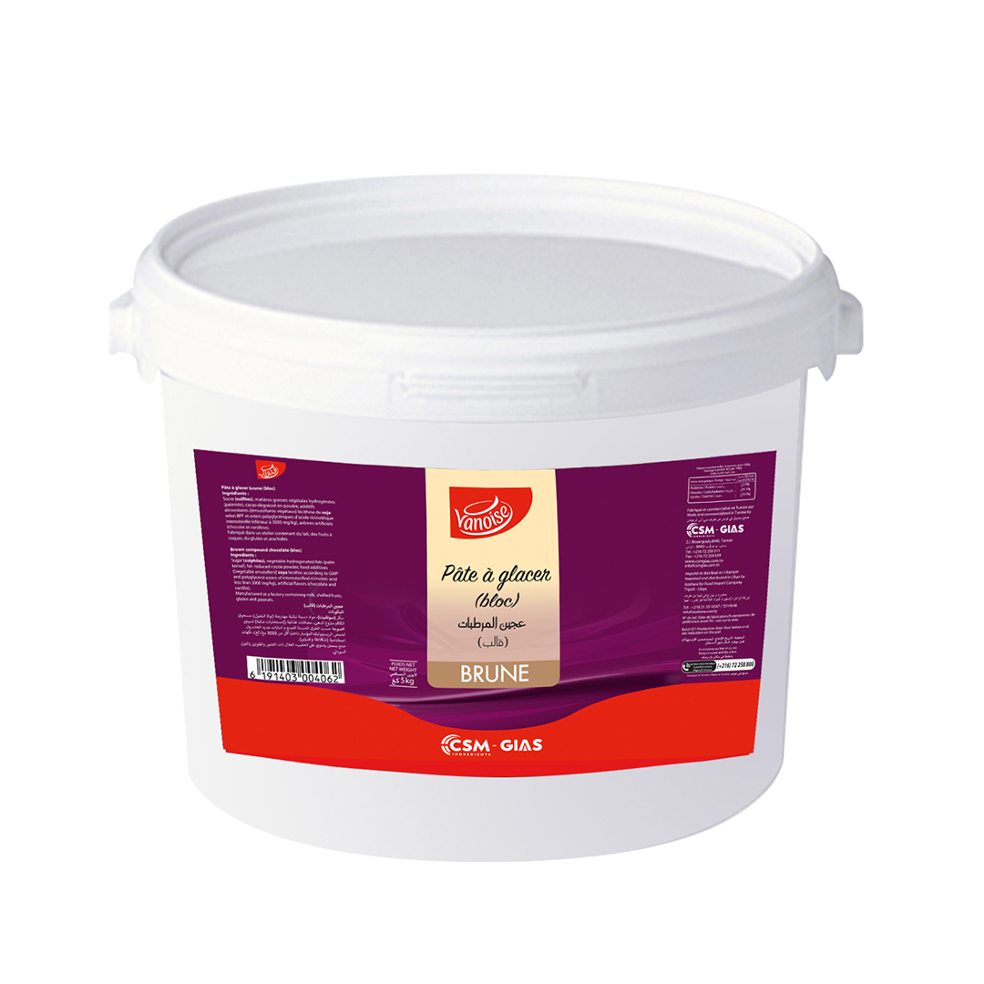 Pâte à glacer brune bloc seau 5 Kg